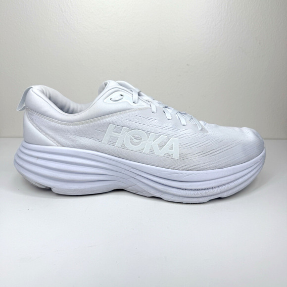 HOKA One One Bondi 8 Running Shoes Sneakers Trainers Lace Up White Mens Sz 14 - Picture 1 of 16